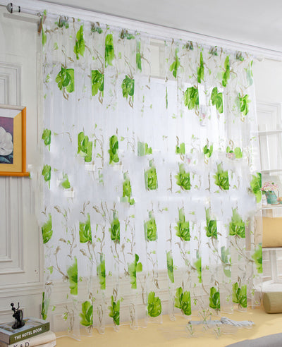 Curtain Curtain Gauze Ink Big Flower Partition
