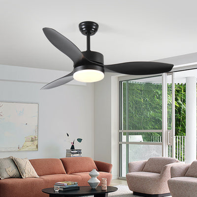 52 Inch Indoor And Outdoor Ceiling Fan With LED Selected Light Kit - Black