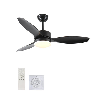 52 Inch Indoor And Outdoor Ceiling Fan With LED Selected Light Kit - Black