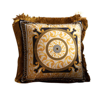Pillow Sofa High-grade Sense Duplex Printing Tassel Waist Pillow
